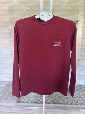 Vineyard Vines Boy’s Long-Sleeve Pocket Tee - Wine 16